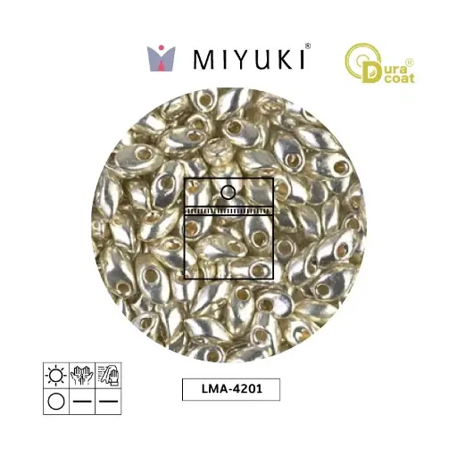 Miyuki long magatama 4x7mm LMA4201 galvanizado plateado x 25g