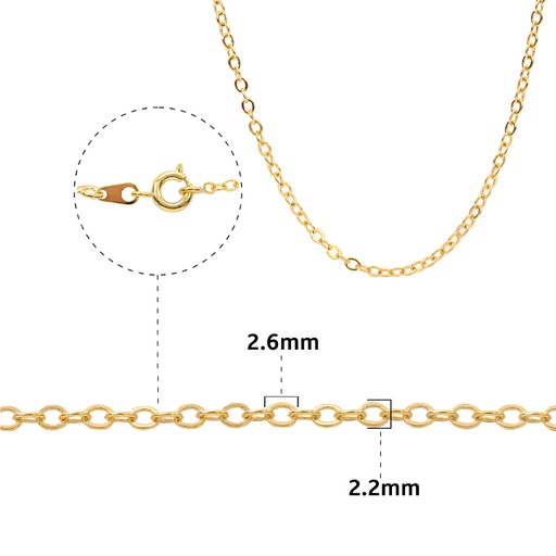 [25653] Cadena link redonda 2mm/245SF/2.2x2.6mm/Golfi 40cm x und