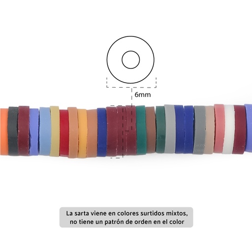 [06460] Sarta fimo disco 6mm 32 color mix x 39cm