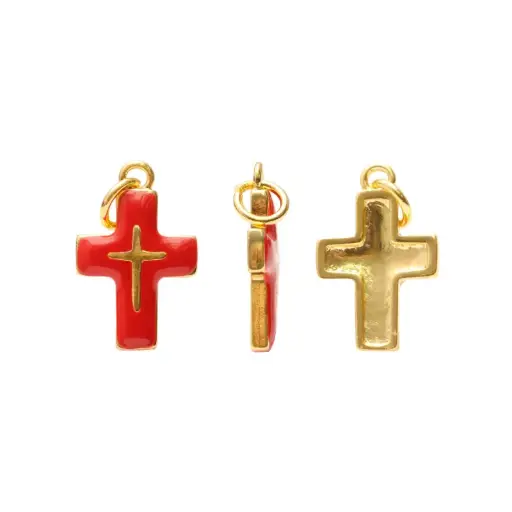 [07156] Cruz esmaltado rojo 10x18mm/Golfi W11532 x und