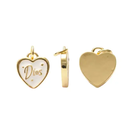 [07075] Dije esmaltado blanco corazon Dios 14mm/Golfi W10872W x und
