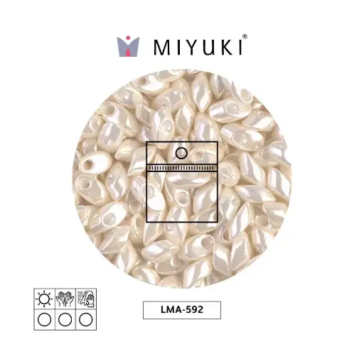 [20794] Miyuki long magatama 4x7mm LMA0592 antique marfil perla Ceylon perlado x 25g