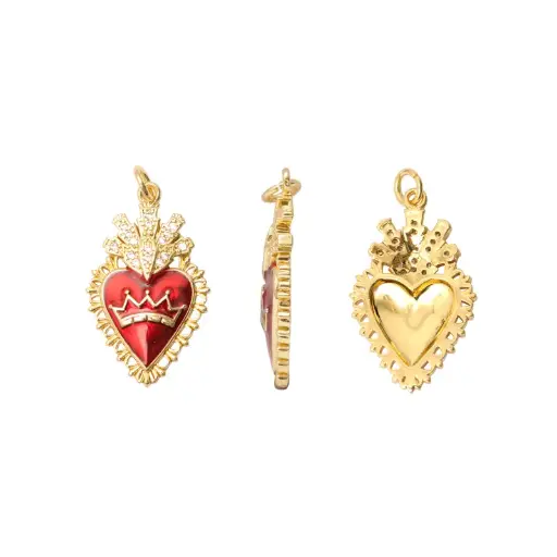 [14672] Dije esmaltado rojo sagrado corazon 16x27mm/Golfi x und