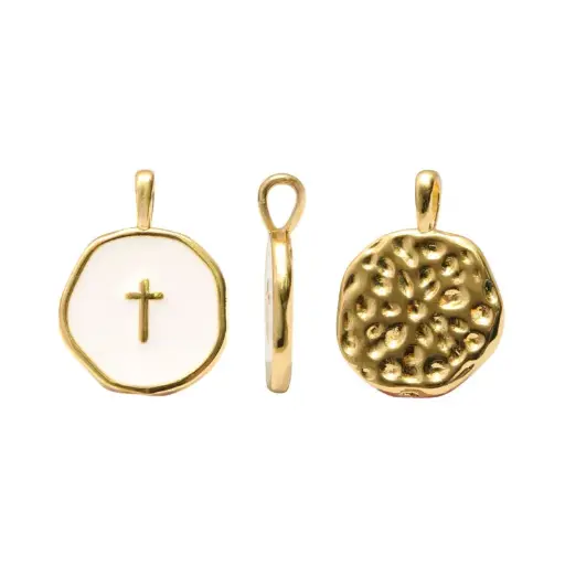 [14677] Dije esmaltado blanco cruz 14x18mm/Golfi x und