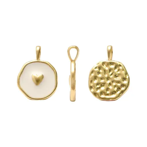 [14228] Dije esmaltado blanco corazon 14x18mm/Golfi x und