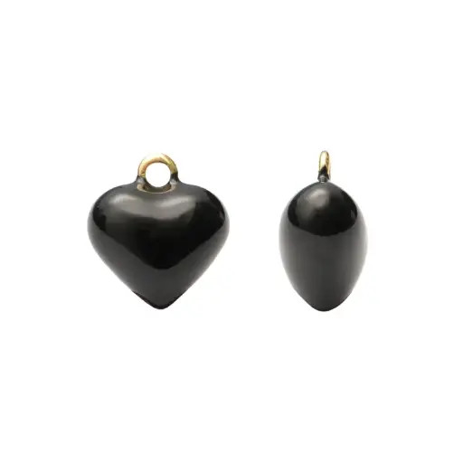 [19391] Dije esmaltado negro corazon 15mm W09919A12Y x und