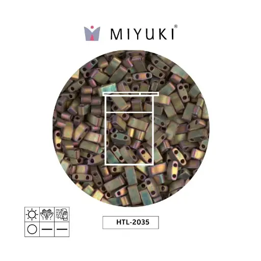 [11101] Miyuki half tila 5x2.3x1.9mm HTL2035 mate metalizado khaki iris x 10G
