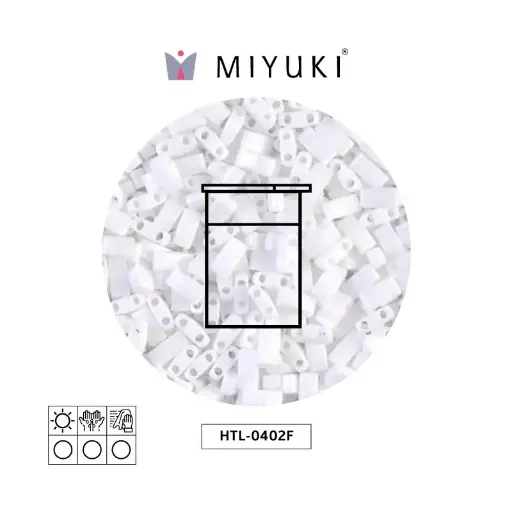 Miyuki half tila 5x2.3x1.9mm HTL0402F mate blanco x 10G