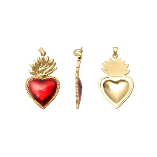 [14671] Dije esmaltado rojo sagrado corazon 21x35mm/Golfi x und