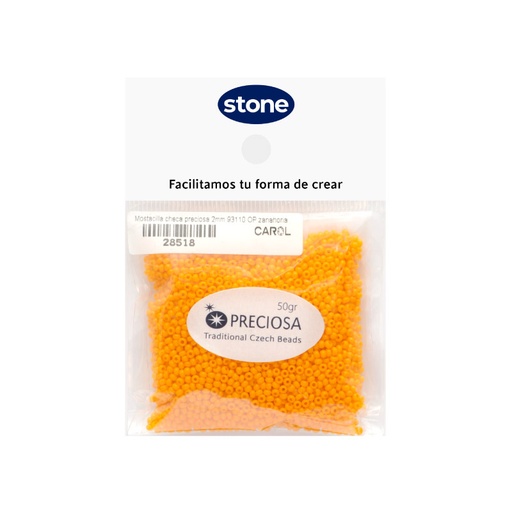[28518] Mostacilla checa preciosa 10/0 2mm 93110 OP zanahoria x 50g