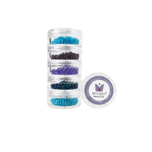 [18846] Kit 29 - Miyuki Delica 5 Colores (2g c/u) + Organizador Apilable
