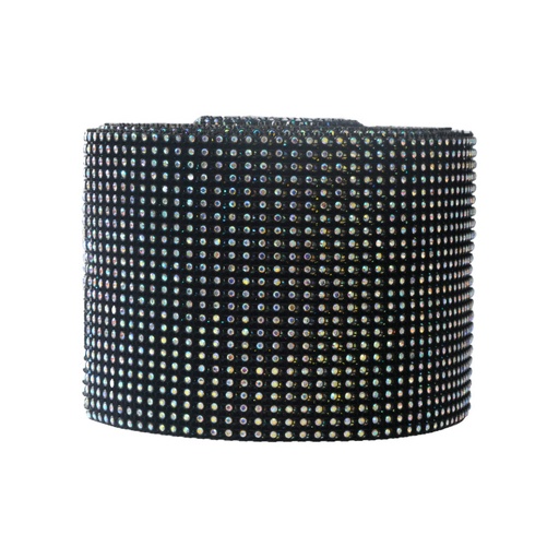 Trimming 12.5cm x 24 filas negro cristal AB x m