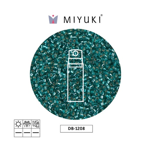 [32185] Miyuki delica 11/0 DB1208 plateado forrado caribbean azul verdoso x 10g