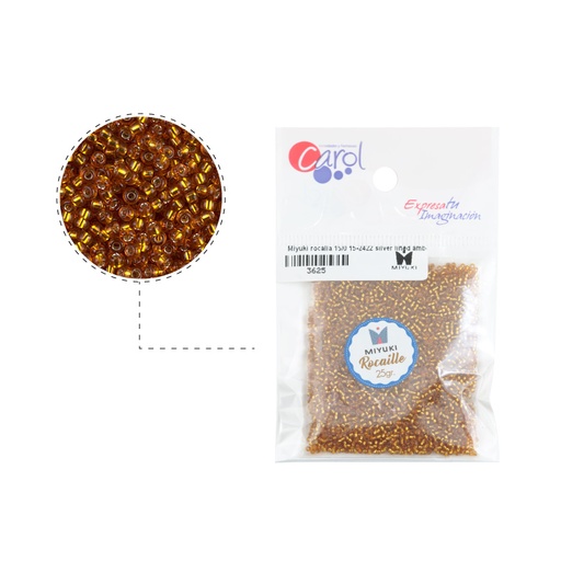 [03625] Mostacilla Miyuki rocalla 15/0 RR2422 plateado forrado amarillo x 25g