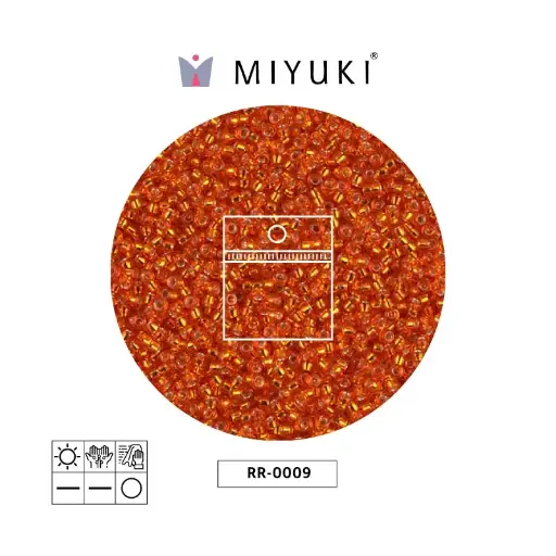 [13860] Mostacilla Miyuki rocalla 15/0 RR0009 plateado forrado oscuro naranja x 25g
