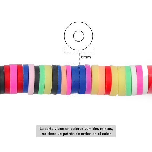[06442] Sarta fimo disco 6mm 31 color mix x 39cm