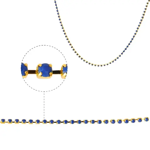 [01087] Cadena strass #25 azul 2.5mm/Gilt x m
