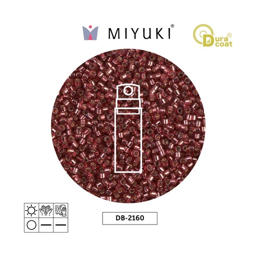 Miyuki delica 11/0 DB2160 plateado forrado fucsia Duracoat x 10g