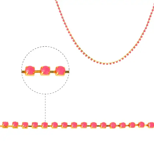 [27047] Cadena strass #5 fucsia 2.5mm/Gilt x m