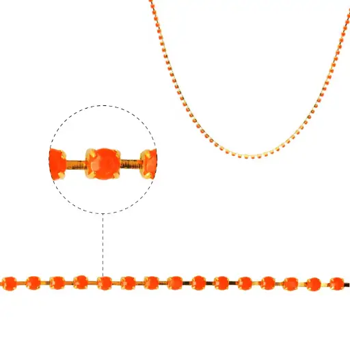 [28238] Cadena strass #4 naranja 2.5mm/Gilt x m
