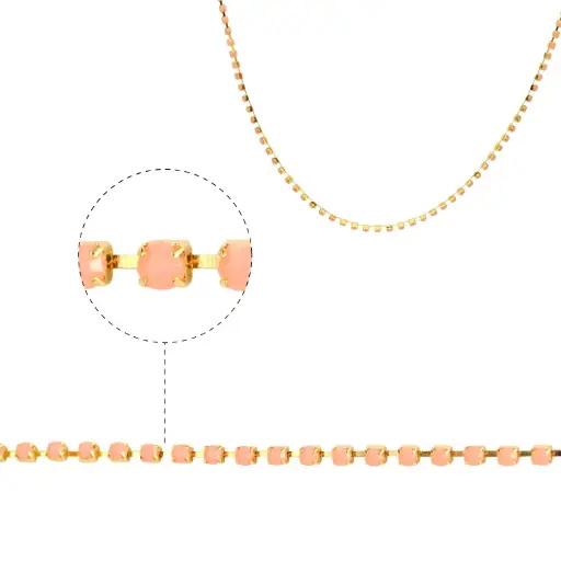 Cadena strass #3 palo de rosa 2.5mm/Gilt x m
