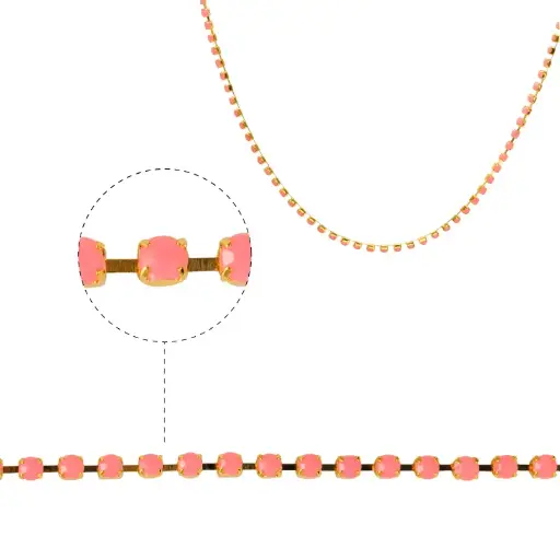 [27267] Cadena strass #9 rosado 2.5mm/Gilt x m