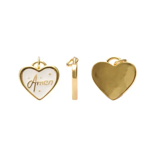 [07162] Dije esmaltado blanco corazon amen 18mm/Golfi W10872BW x und