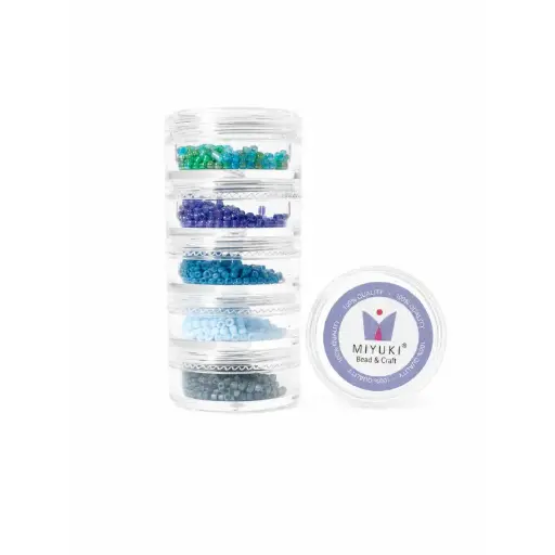 Kit 32 - Miyuki Delica 5 Colores (2g c/u) + Organizador Apilable