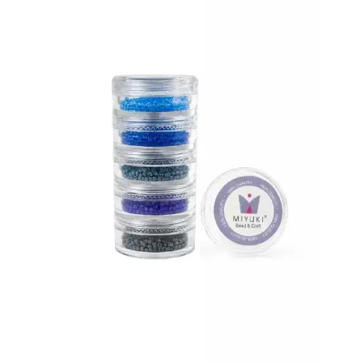 [04057] Kit 33 - Miyuki Delica 5 Colores (2g c/u) + Organizador Apilable