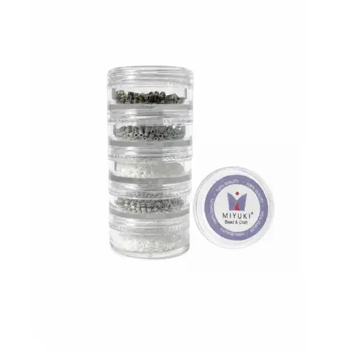 Kit 35 - Miyuki Delica 5 Colores (2g c/u) + Organizador Apilable