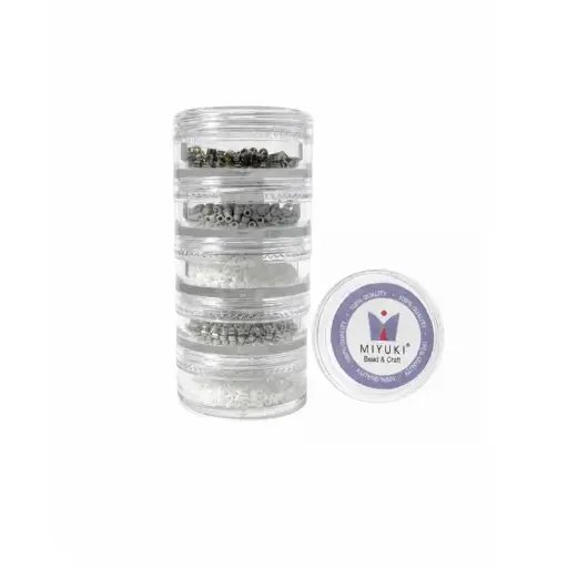 [08029] Kit 35 - Miyuki Delica 5 Colores (2g c/u) + Organizador Apilable