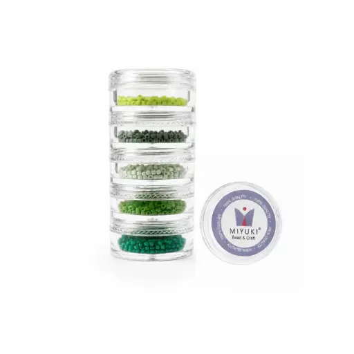 [04122] Kit 19 - Miyuki Delica 5 Colores (2g c/u) + Organizador Apilable