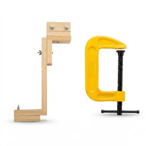 [17943] Pedestal soporte madera + Prensa Tipo C 0300Hierro Dúctil