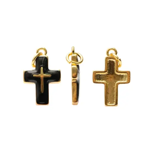 [19055] Cruz esmaltado negro 10x18mm/Golfi W11532 x und