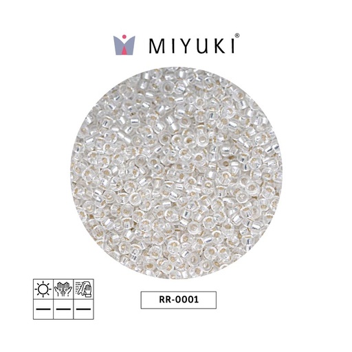 [27293] Mostacilla Miyuki rocalla 11/0 RR0001 plateado forrado cristal x 250g