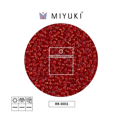 [16479] Mostacilla Miyuki rocalla 11/0 RR0011 plateado forrado ruby x 25g