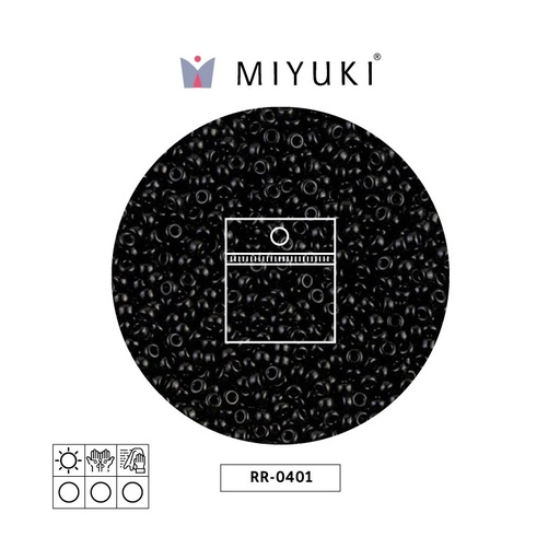 [22195] Mostacilla Miyuki rocalla 15/0 RR0401 opaco negro x 25g