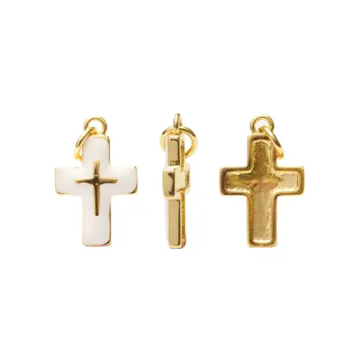 Cruz esmaltado blanco 10x18mm/Golfi W11532 x und