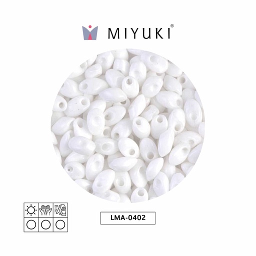 Miyuki long magatama 4x7mm LMA0402 blanco x 250g