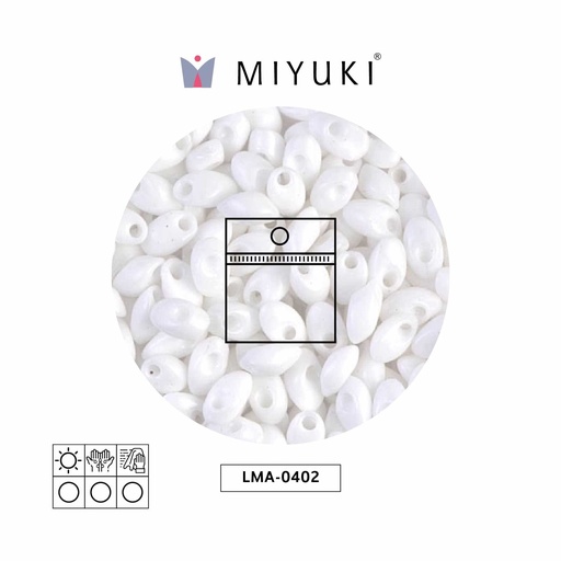 Miyuki long magatama 4x7mm LMA0402 blanco x 25g