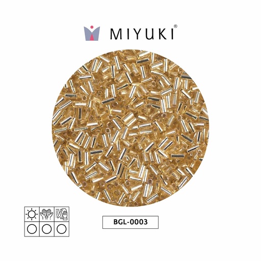 Miyuki bugle 3mm BGL0003 plateado forrado dorado x 250G