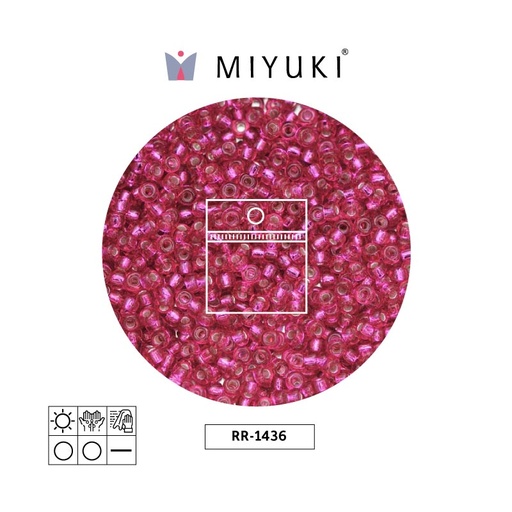 [11281] Mostacilla Miyuki rocalla 11/0 RR1436 plateado forrado rojo x 25g