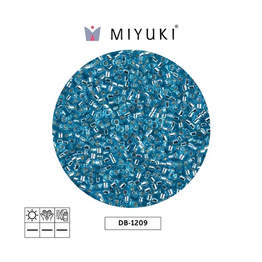 [29830] Miyuki delica 11/0 DB1209 plateado forrado ocean azul x 50g