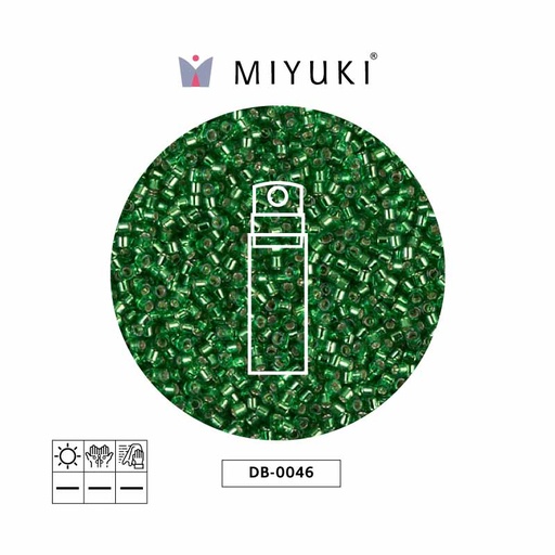 [13193] Miyuki delica 11/0 DB0046 plateado forrado verde x 10g