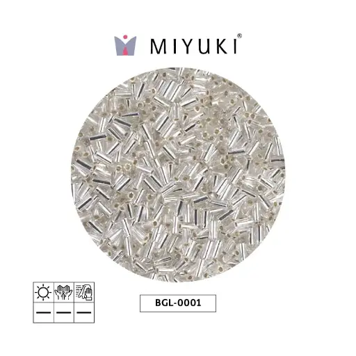 Miyuki bugle 3mm BGL0001 plateado forrado cristal x 250G