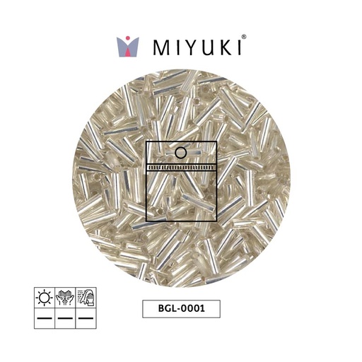 [16466] Miyuki bugle 6mm BGL0001 plateado forrado cristal x 25G