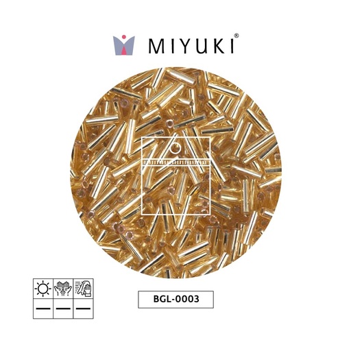 Miyuki bugle 6mm BGL0003 plateado forrado dorado x 25g