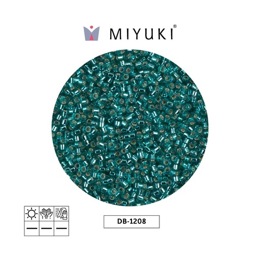 [32201] Miyuki delica 11/0 DB1208 plateado forrado caribbean azul verdoso x 50gr