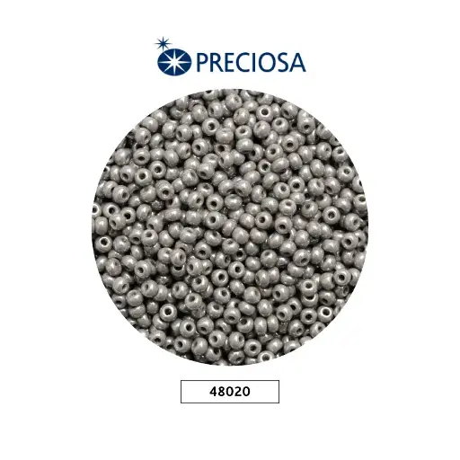 [25711] Mostacilla checa preciosa 2mm 48020 gris perlado x 500g