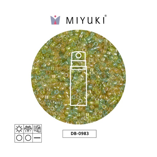 [15354] Miyuki delica 11/0 DB0983 saparkling forrado lemon verde mix x 10g